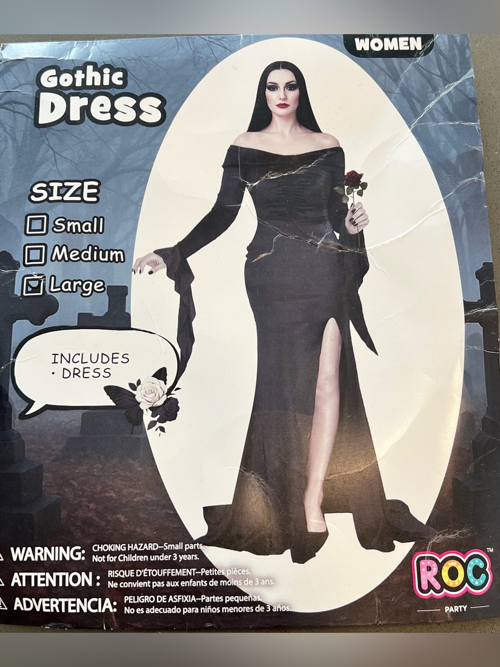 Gothic Dress Morticia Addams Large Costume Halloween Cosplay Addams Family EUC